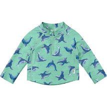 Green Sprouts - Long Sleeve Zip Rashguard Shirt, Seafoam Sea Lions Image 1