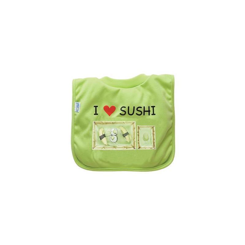 Green Sprouts Pull-Over Food Bib, I Love Sushi Image 1