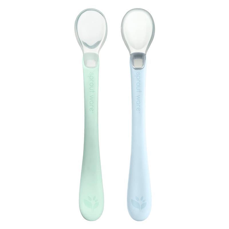 Green Sprouts - Silicone & Sprout Ware First Food Spoons, Light Sage/Light Blueberry Image 1