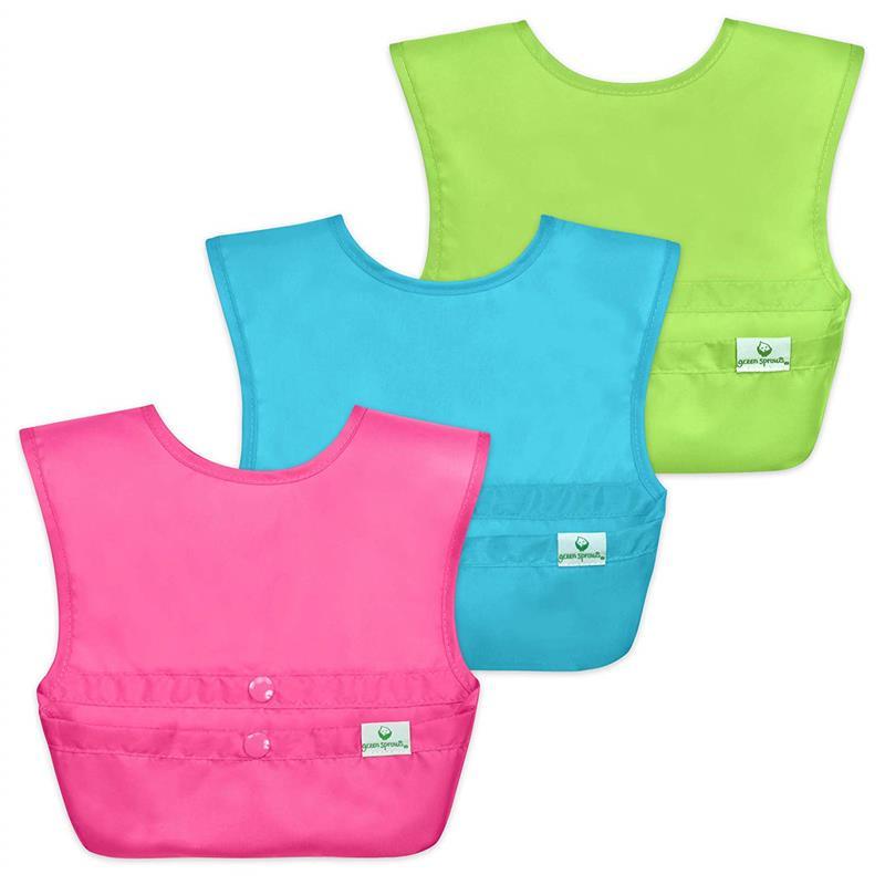 Green Sprouts Snap & Go Easy-Wear Bib 3-Pack Set, Pink, Blue & Green Set Image 1