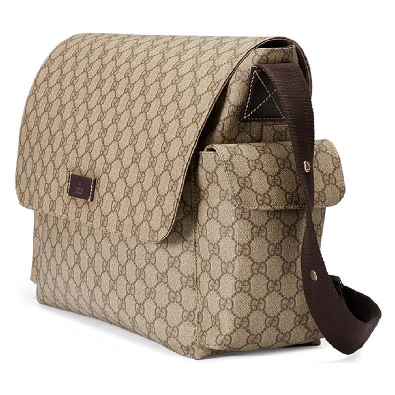 Gucci Supreme Diaper Bag with Changing Pad, Beige Image 6