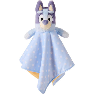 Gund Bluey Lovey Plush 13, featuring a plush Bluey character head with a blue polka-dotted blanket body.