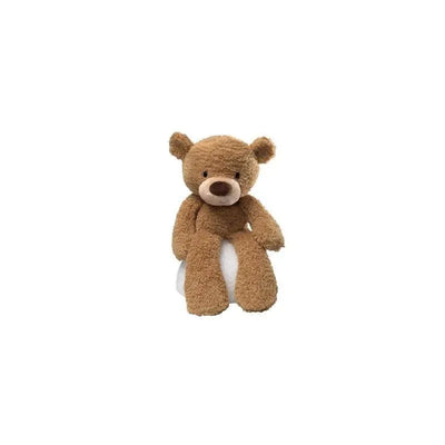 Beige Gund Fuzzy Bear plush toy sitting upright, with soft fur, rounded ears, and a friendly facial expression.