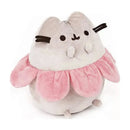 Plush toy of Pusheen the cat dressed as a flower, featuring soft pink petals and a round, cuddly body.