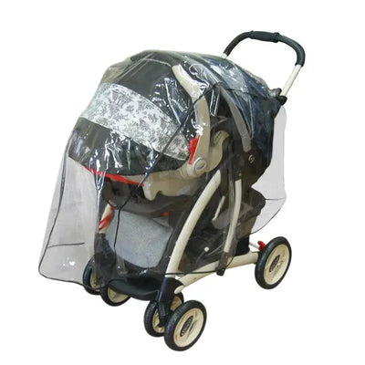 Weather shield cover for the H.I.S. Juveniles Jeep travel system stroller, providing rain protection with a clear, universal fit.