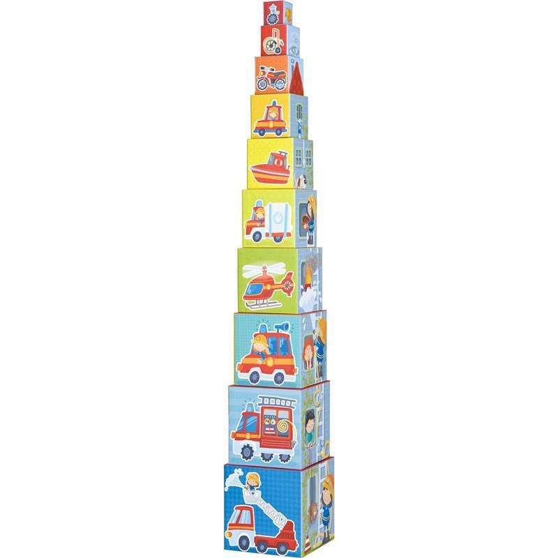 Haba - Fire Brigade Sturdy Cardboard Stacking Cubes Image 2