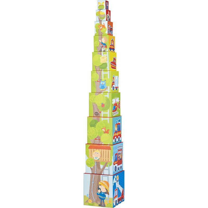 Haba - Fire Brigade Sturdy Cardboard Stacking Cubes Image 4