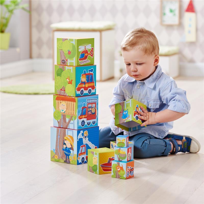 Haba - Fire Brigade Sturdy Cardboard Stacking Cubes Image 6