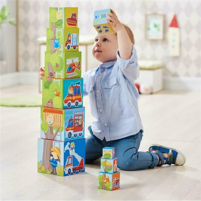 Haba - Fire Brigade Sturdy Cardboard Stacking Cubes Image 7