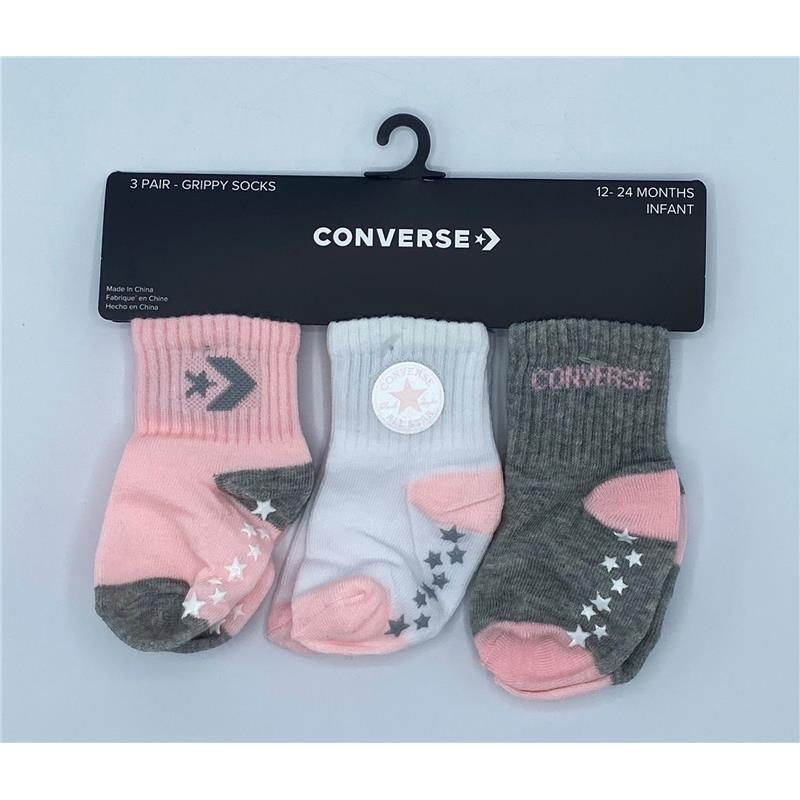 Haddad - Converse Baby 3Pk Grip Quarter Socks - Artic Punch Image 1