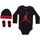 Haddad - Jordan Jumpman Long Sleeve Baby Bodysuit+Hat+Bootie - Black 0-6M Image 1