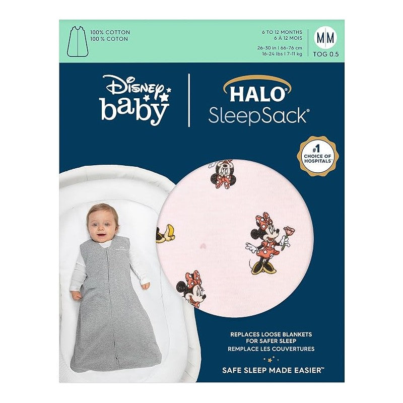 HALO SleepSack Wearable Blanket 100% Cotton 0.5 TOG - Minnie Fun, Large  Image 2