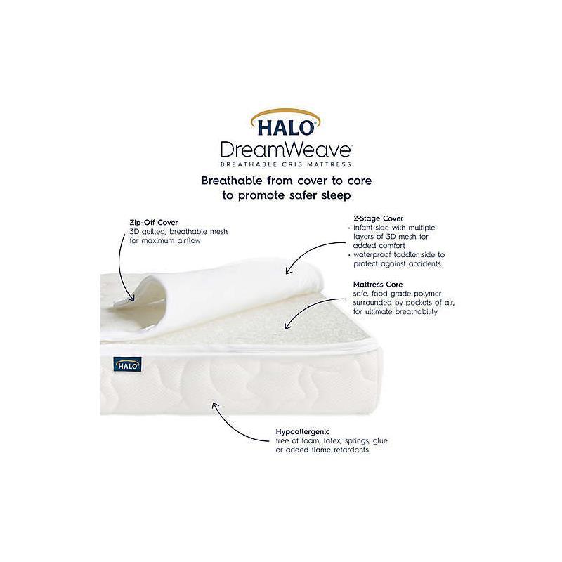 Halo Dreamweave Waterproof Replacement Crib Mattress Cover in White