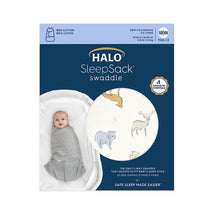 HALO SleepSack Swaddle 100% Cotton 1.5 TOG - Forest Friends Image 2