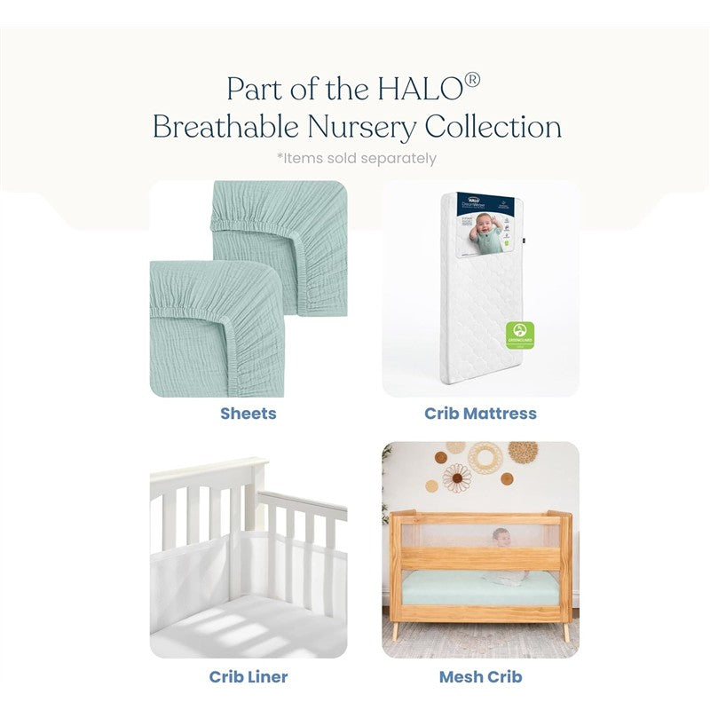 HALO Full-Size Fitted Crib Sheets 2-Pack - Calm Sage Image 7
