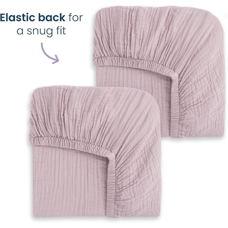 HALO Full-Size Fitted Crib Sheets 2-Pack - Mauve Image 2