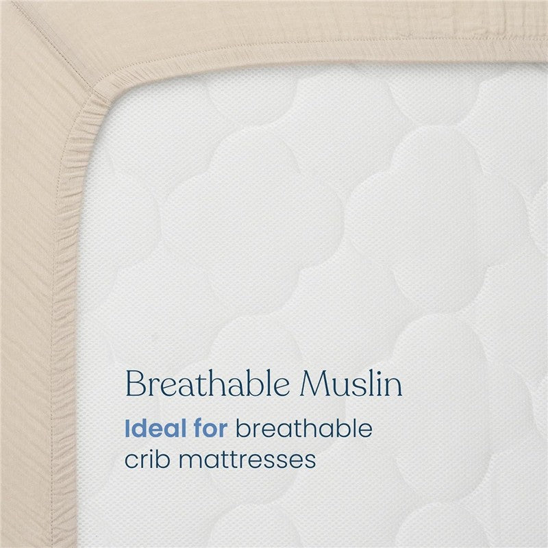 HALO Full-Size Fitted Crib Sheets 2-Pack - Oat Image 5