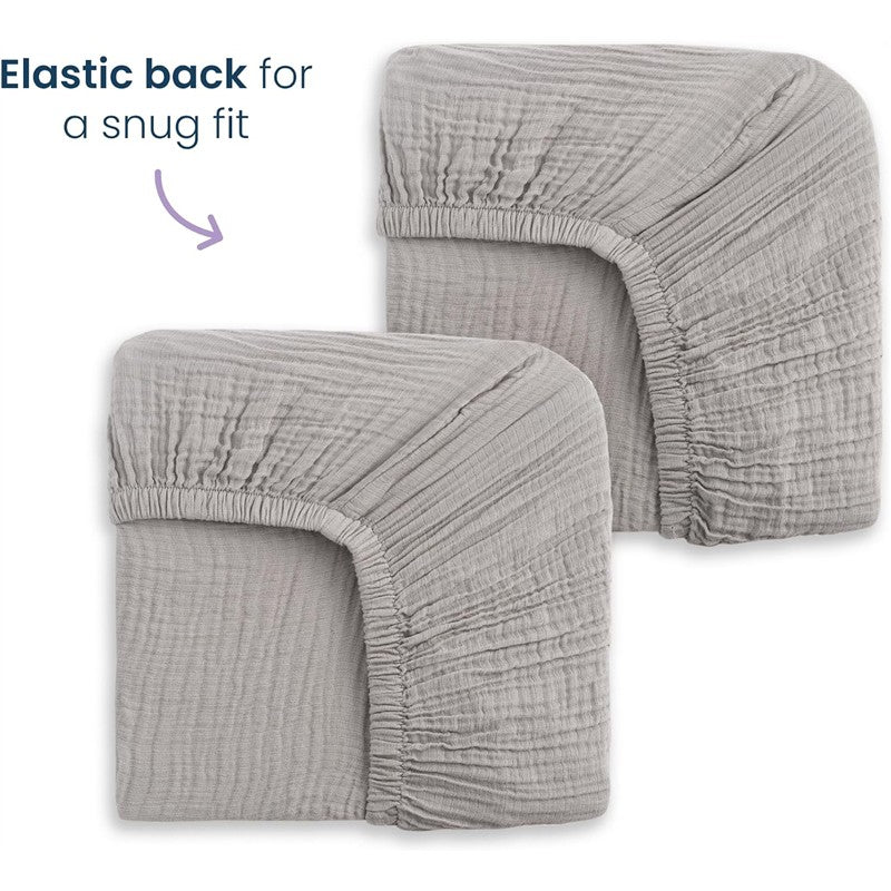 HALO Full-Size Fitted Crib Sheets 2-Pack - Storm Grey Image 2