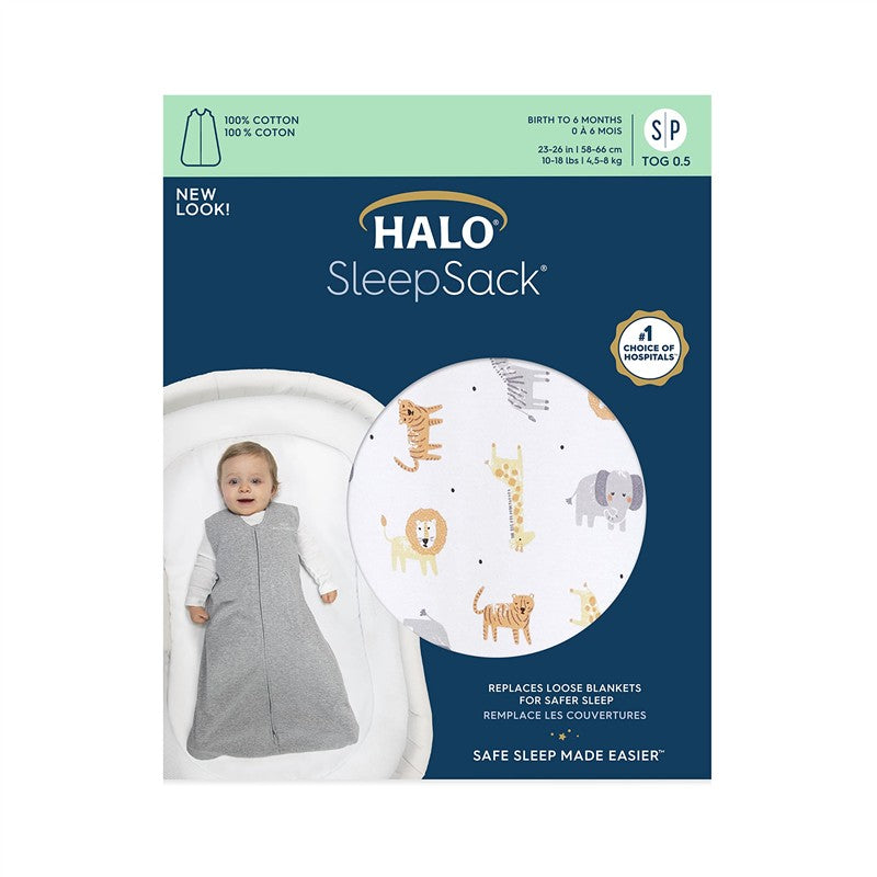 HALO SleepSack Wearable Blanket 100% Cotton 0.5 TOG - Jungle, Small Image 6