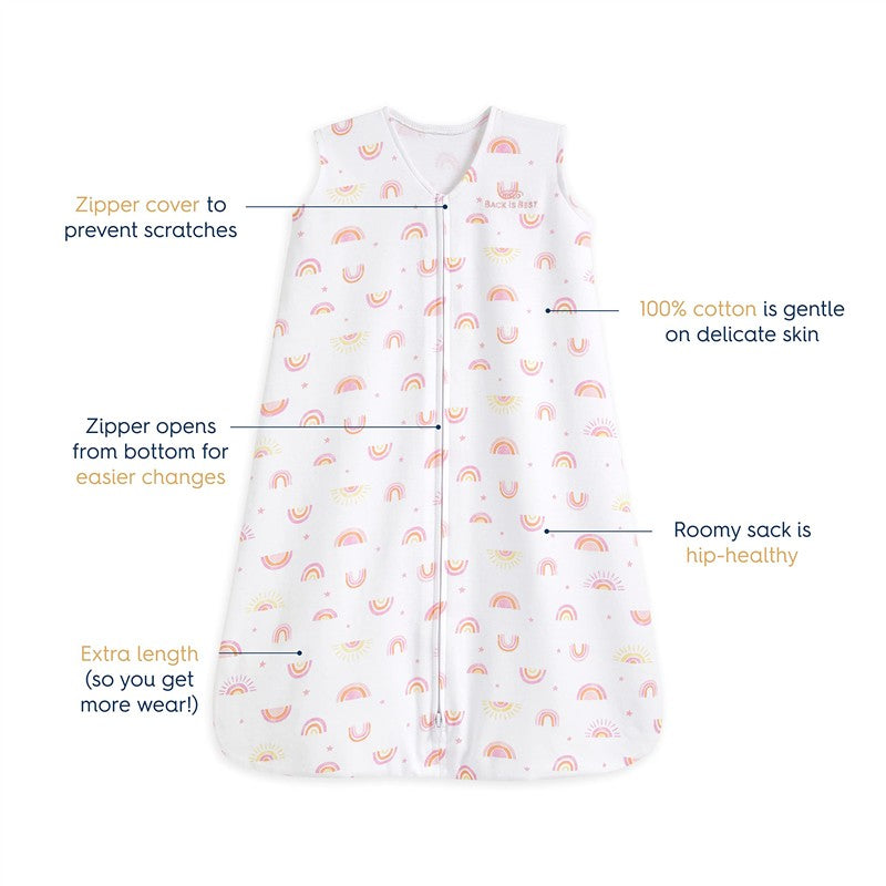 HALO SleepSack Wearable Blanket 100% Cotton 0.5 TOG - Sunshine Rainbows Image 2