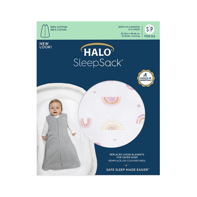 HALO SleepSack Wearable Blanket 100% Cotton 0.5 TOG - Sunshine Rainbows Image 6