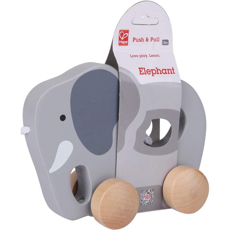 Hape - Elephant Wooden Push and Pull Toddler Toy Image 2