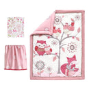 Happi by Dena Woodland Couture Forest Animals 3 Piece Crib Bedding Set - Pink/White Image 3