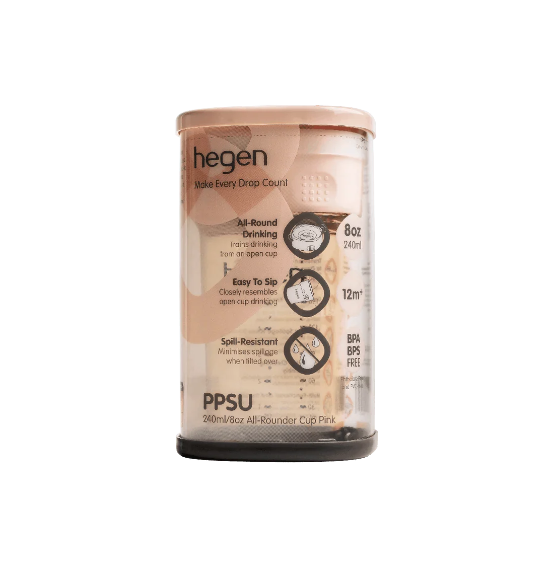 Hegen PPSU All-Rounder Cup - 12 Months Plus - 240ml/8oz - Pink