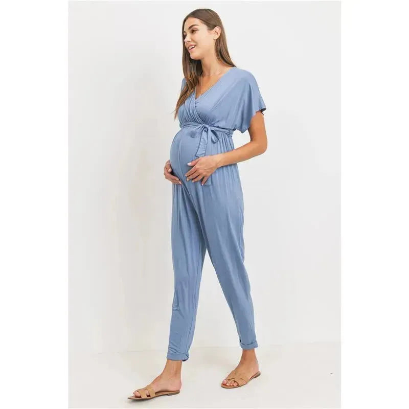 Hello Miz - Kimono Sleeve Maternity Nursing Jumpsuit, Denim Image 3