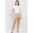 Hello Miz Linen Blend Maternity Shorts with Elastic Band Khaki Image 4