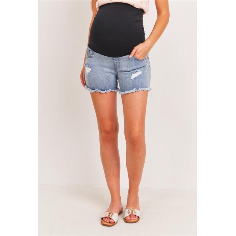 Hello Miz - Maternity Denim Jean Shorts, Light Denim Image 1