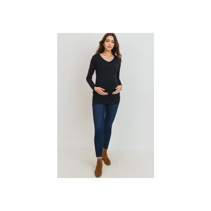 Hello Miz - Modal Jersey V-Neck Basic Long Sleeve Shirt, Black Image 5