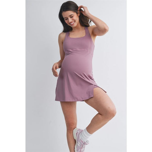 Hello Miz Racerback Active Maternity Mini Dress with Inner Shorts S