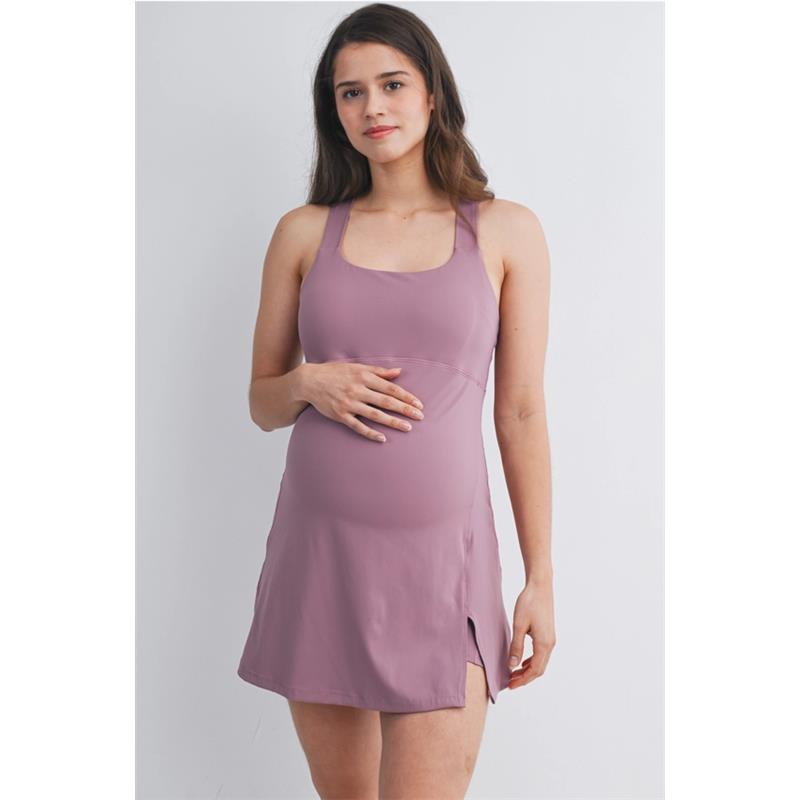 Hello Miz Racerback Active Maternity Mini Dress with Inner Shorts Image 2