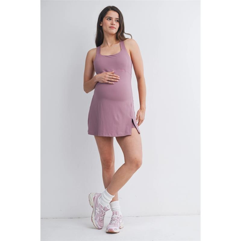 Hello Miz Racerback Active Maternity Mini Dress with Inner Shorts S Hello Miz Racerback Active Maternity Mini Dress with Inner Shorts S