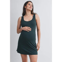 Hello Miz Ribbed Maternity Active Mini Dress With Inner Shorts Hunter Green Image 2