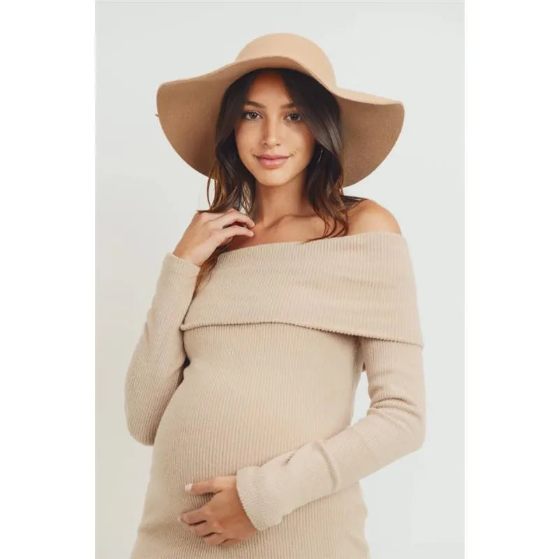Hello Miz Women's Ribbed Off Shoulder Long Sleeve Bodycon Maternity Dress Hello Miz Women's Ribbed Off Shoulder Long Sleeve Bodycon Maternity Dress