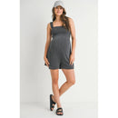 Hello Miz Ribbed Smocked Bodice Maternity Romper, Charcoal Image 1
