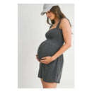 Hello Miz Ribbed Smocked Maternity Knit Romper, Charcoal Image 3