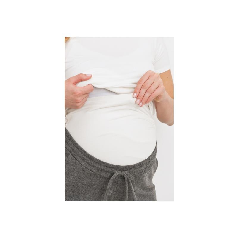Hello Miz - Two-Tone Brushed Terry Maternity Sweatpants, Charcoal Image 2