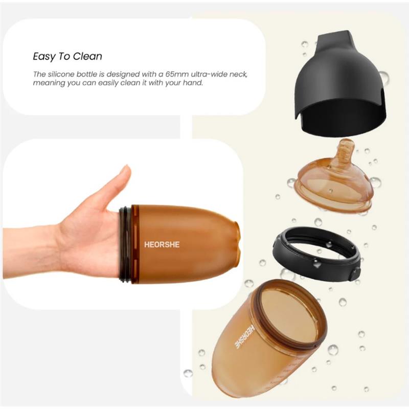 Heorshe - Uitra Wide Neck Baby Bottle - 5Oz/160Ml, Black Image 5