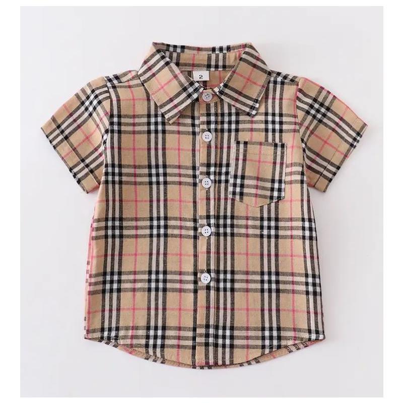 Honeydew - Baby Brown Plaid Button Down Boy Shirt Image 1