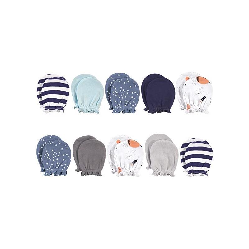Hudson Baby - 10Pk Space Baby Cotton Scratch Mittens Image 1