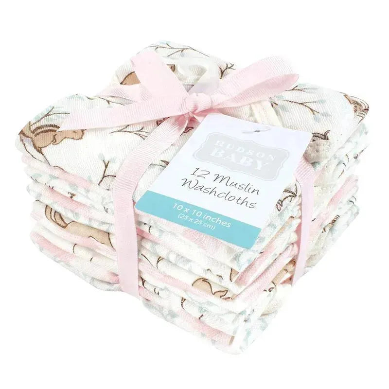 Hudson Baby - 12Pk Enchanted Forest Baby Cotton Muslin Washcloths Image 2