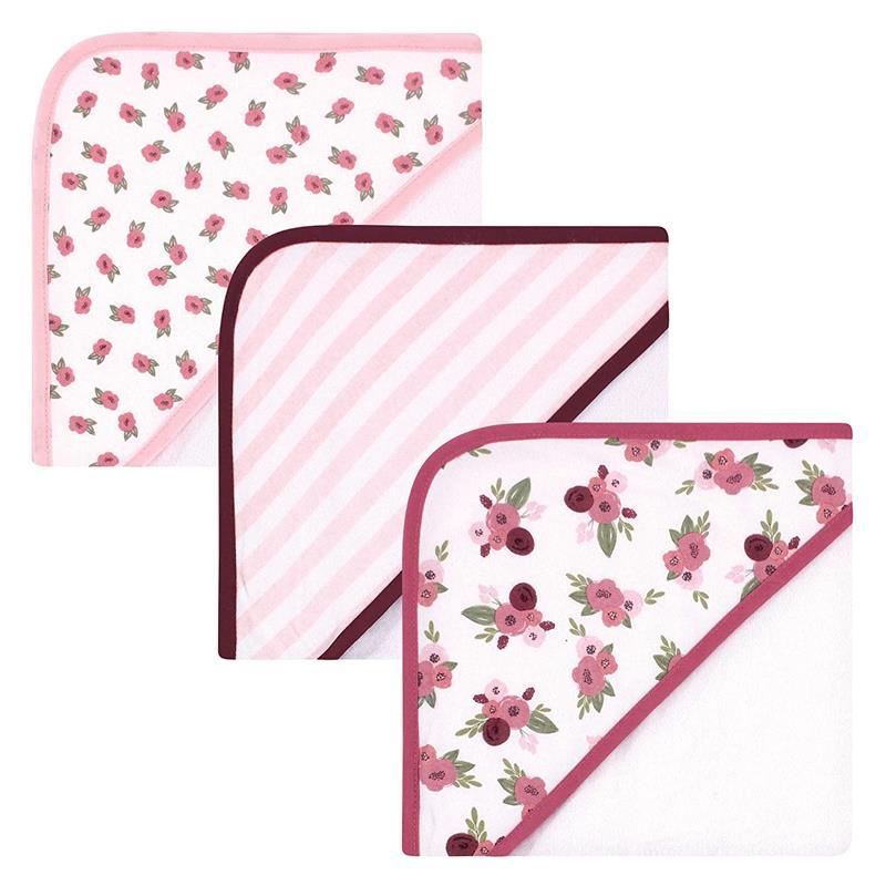 Hudson Baby - 3Pk Unisex Baby Cotton Rich Hooded Towels, Warm Floral Image 1