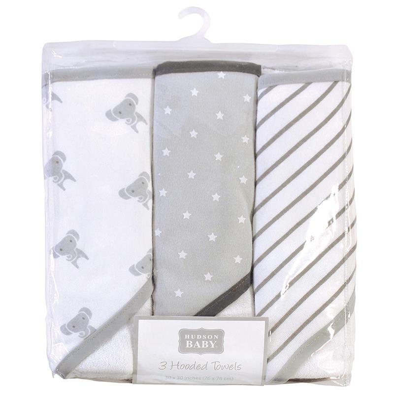Hudson Baby - Modern Elephant Baby Cotton Rich Hooded Towels Image 3
