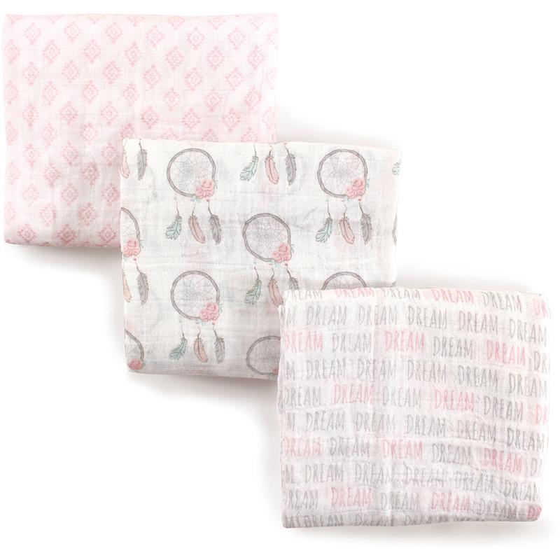 Hudson Baby Muslin Swaddle Blanket 3-Pack, Dream Catcher Image 1