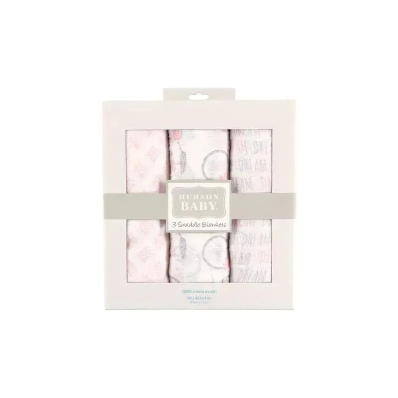 Hudson Baby Muslin Swaddle Blanket 3-Pack, Dream Catcher Image 2