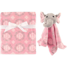 Hudson Baby Plush Blanket & Security Blanket, Girl Elephant Image 1