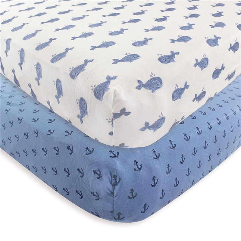 Hudson Baby - Unisex Baby Cotton Fitted Crib Sheet, Whale Image 1